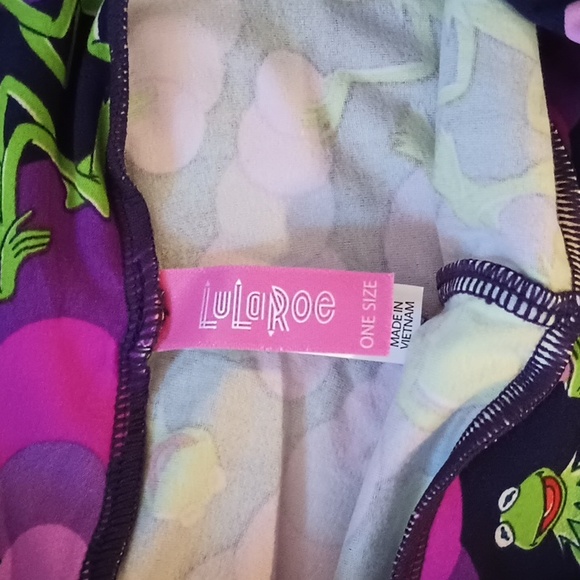 Lularoe Purple Green Kermit The Frog Leggings OS - Picture 3 of 7